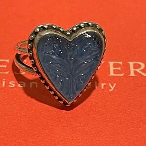 James Avery Heart and tulips blue triplet ring